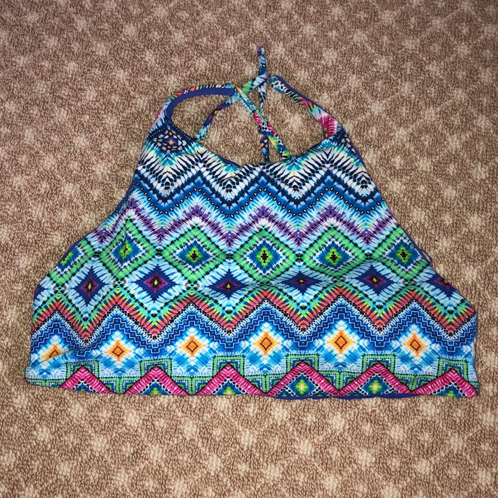 High neck Reversible Bathing Suit Top